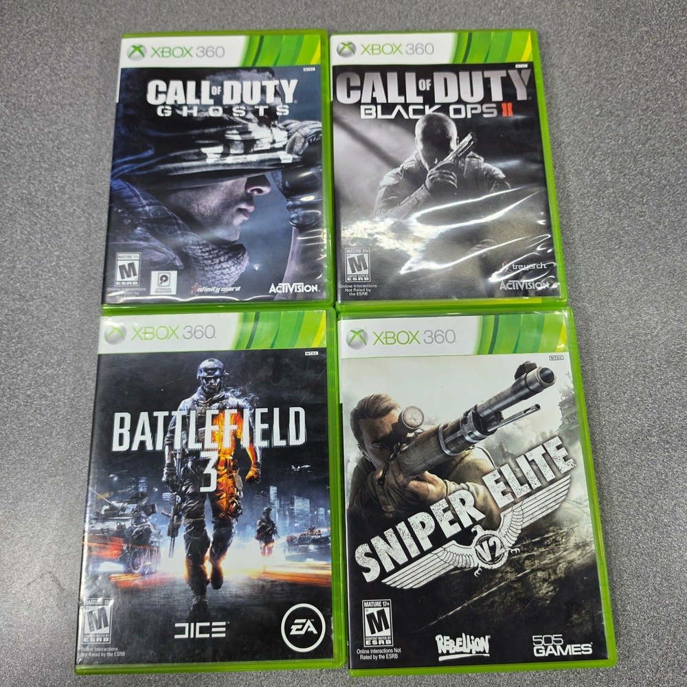 Microsoft Xbox 360 Call of Duty, FPS Video Game Lot COD, Battlefield, Sniper
